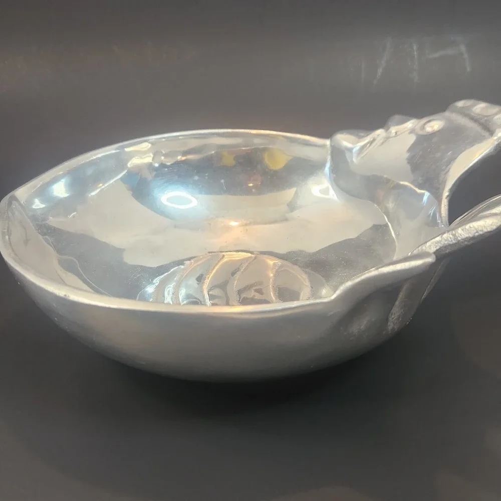 Vintage Chicken Cast Aluminum Decor Bowl Nut Dish Mid Century Modern MCM Rooster